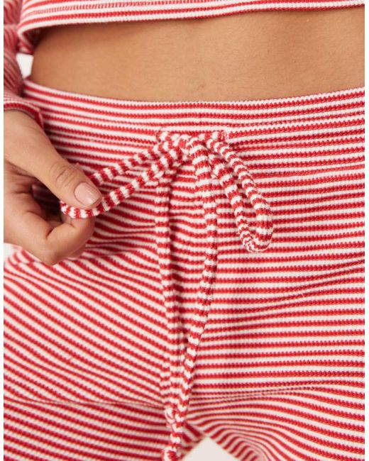Hollister Pink Gilly Hicks Mid Rise Flare Cosy Waffle Trousers Co-Ord