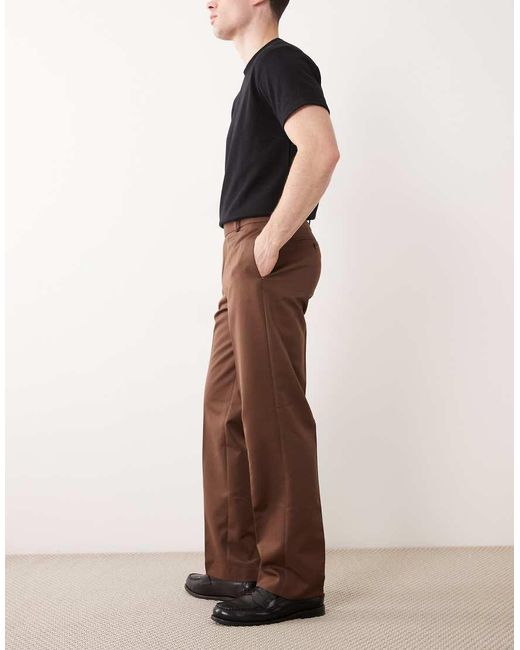 ASOS Brown Tailored Straight Leg Pants for men