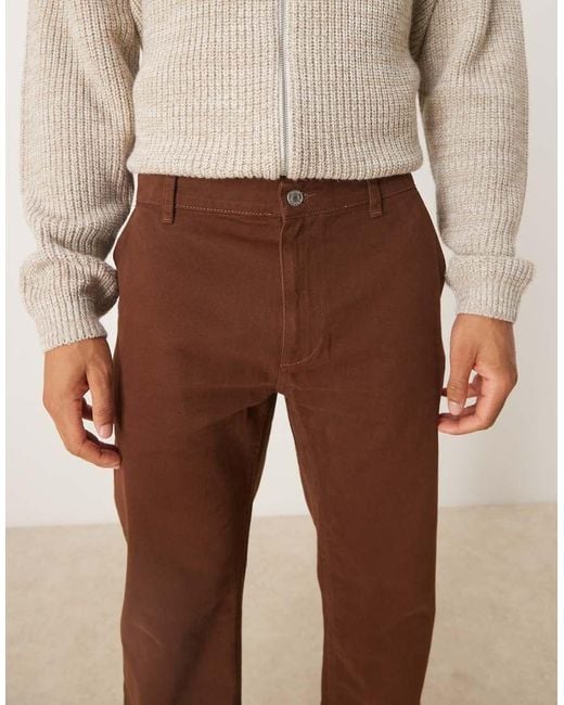 Chino Dritti Marroni di ASOS in Brown da Uomo