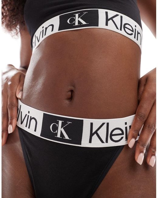 Calvin Klein Black Ck96 Fashion Cotton String Lingerie Thong