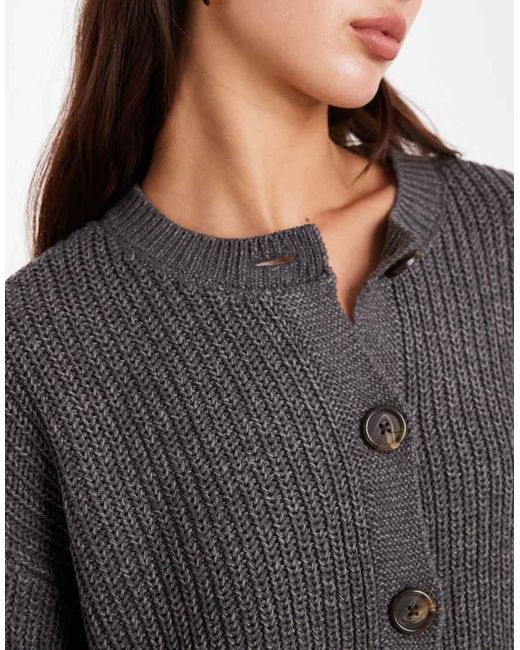 Vero Moda Gray Chunky Rib Round Neck Cardigan