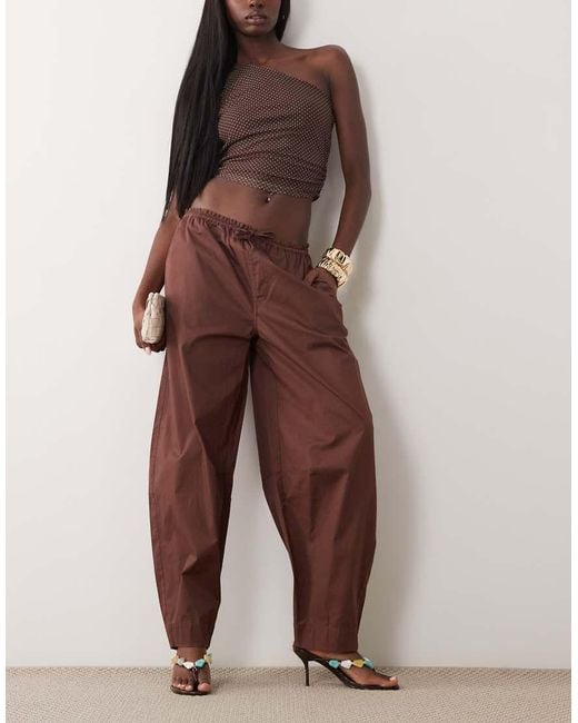 WeWoreWhat Brown Drawstring Waist Pull On Balloon Pant