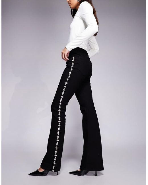 River Island Gray Embellished Bootcut Flared Jeans