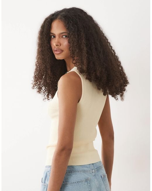 Mango Brown Ribbed Sleevless Top