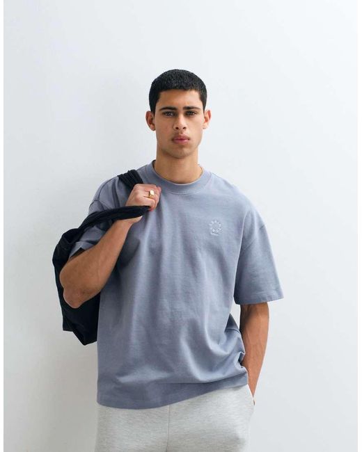 AllSaints Blue Haven Small Embroidered Chest Logo T-shirt for men