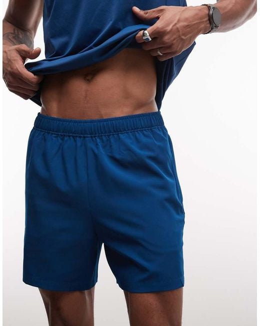 4505 Blue Icon 5 Inch Quick Dry Training Shorts With Zip Pockets for men