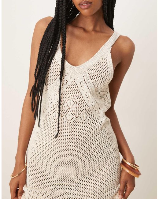 ASOS Natural Knitted Crochet Maxi Dress