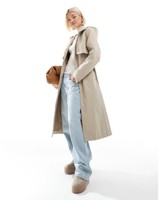 Threadbare White – midi-trenchcoat