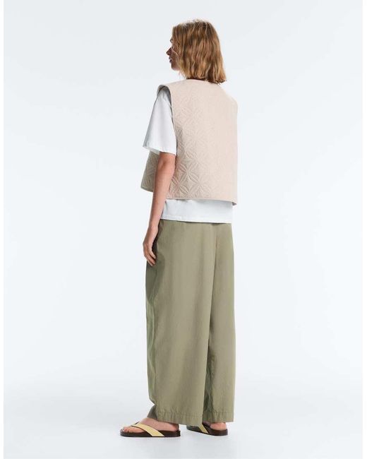 Oysho White Floral Gingham Quilted Gilet