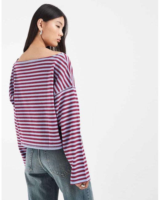 Hollister Blue Slouchy Off Shoulder Top