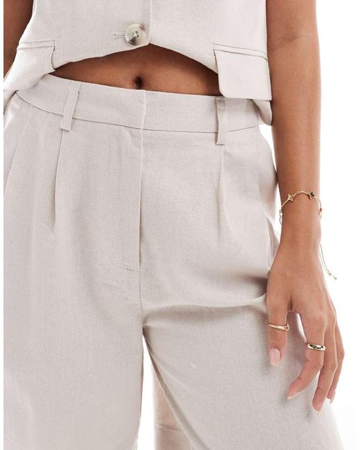 Pieces White Linen Touch Tailored Longline Short Co-Ord