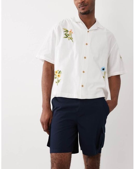 ASOS White Wide Leg Shorter Length Cargo Shorts for men