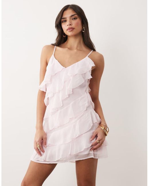 Vila White Ruffle Cami Mini Dress