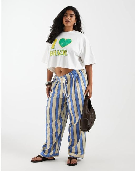 ASOS Green Asos Design Curve Boxy Crop Tee With I Love Brazil Graphic