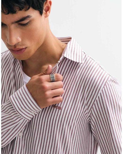 Boss Purple My Soft Stripe Slim Fit Shirt for men