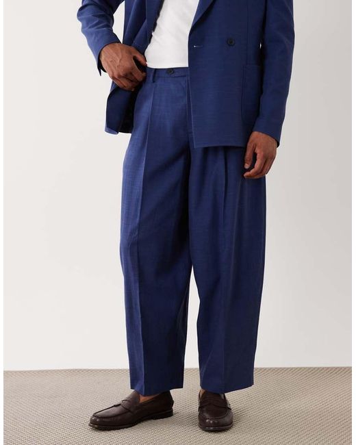 ASOS Blue Barrel Leg Suit Pants for men