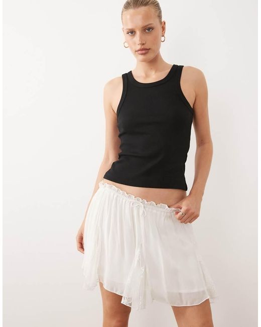 ASOS White Lace Insert Godet Volume Mini Skirt