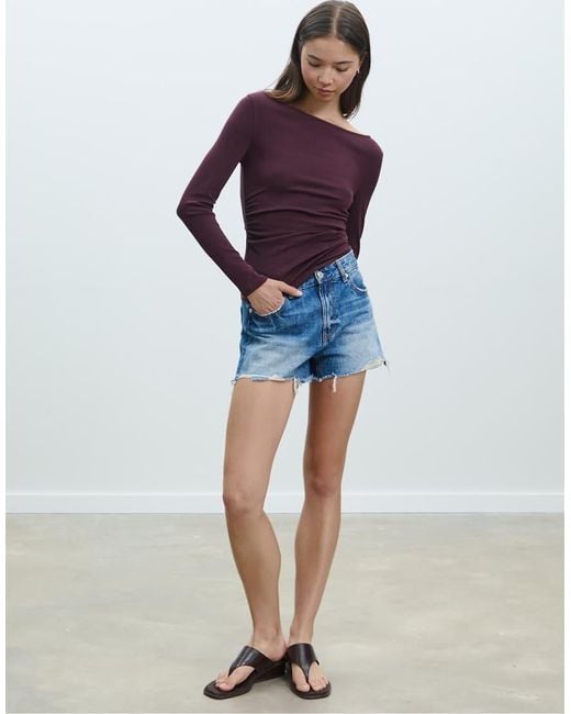Maglietta A Maniche Lunghe Con Arricciatura di Stradivarius in Purple