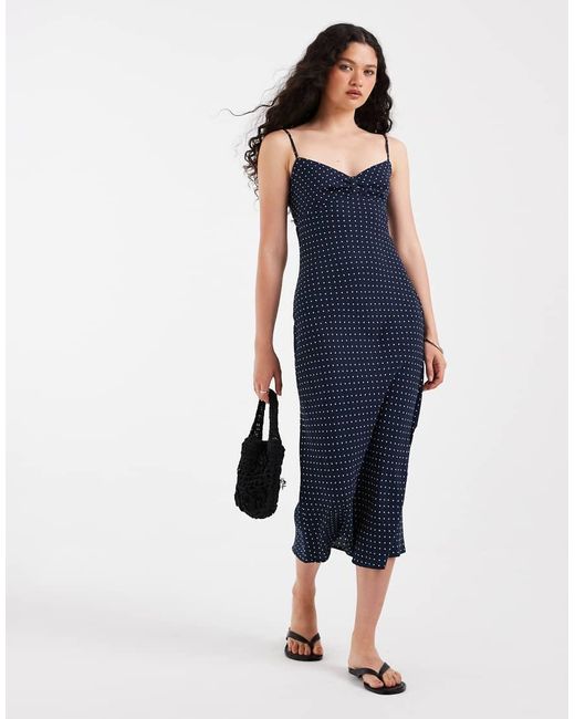 Hollister Blue Twist Bust Slip Midi Dress