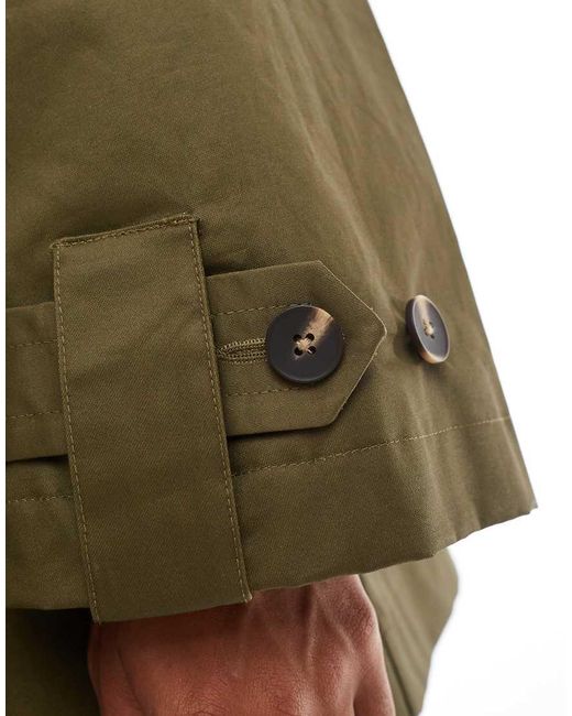 ASOS Green Wax Trench Coat With Quilt Lining