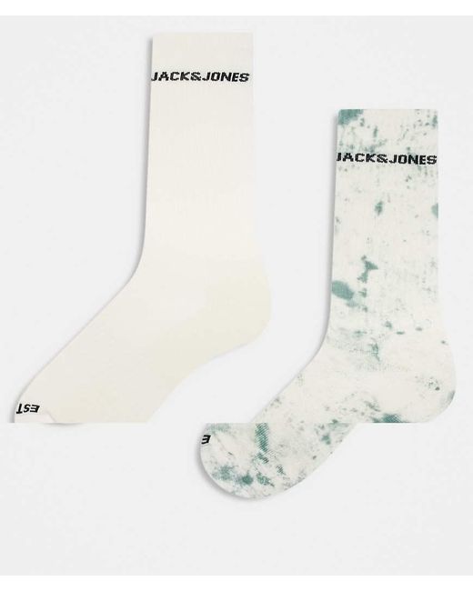 Pack De 2 Pares De Calcetines Deportivos Color Crema Con Efecto Tie Dye Verde De -Blanco Jack & Jones de hombre de color Metallic