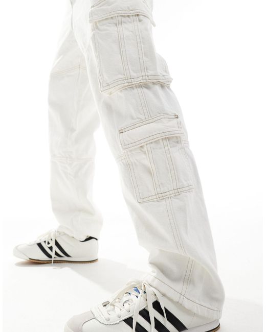 Bershka White baggy Cargo Jeans for men