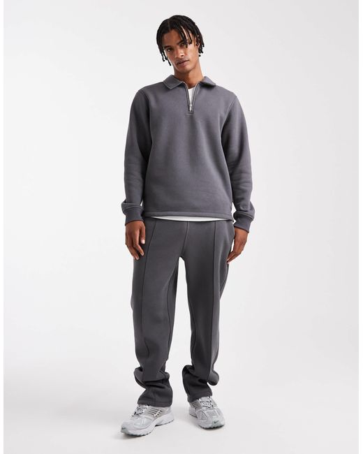 ASOS Gray Co-ord Quarter Zip Sweatshirt With Collar for men