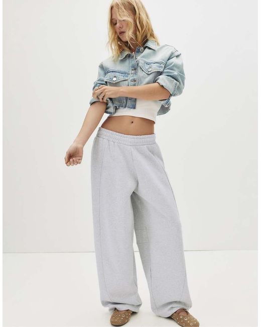 Pull&Bear Gray Barrel Fit Sweatpants