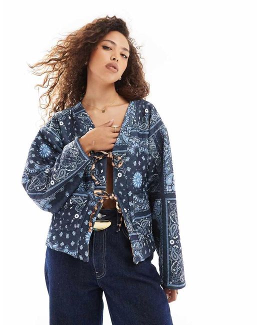 ASOS Gewatteerd Jack Met Bandana- En Luipaardprint in het Blue