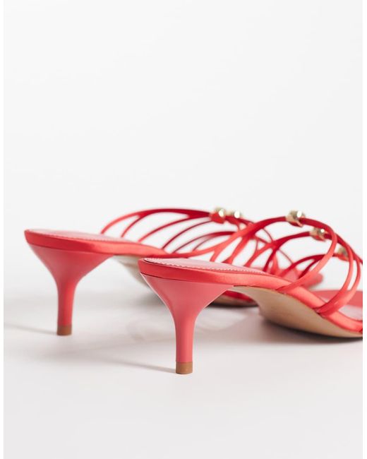 Mango Red Hardware Detail Strappy Heeled Sandal