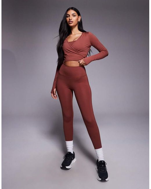 4505 Red Ballet Wrap Long Sleeve Top