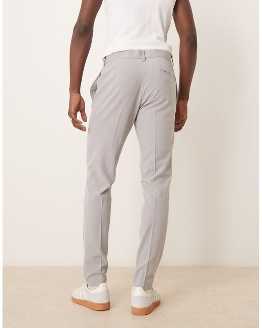 Pantalones De Traje Grises De Corte Pitillo De Tejido Elástico En Cuatro Direcciones De ASOS de hombre de color Natural