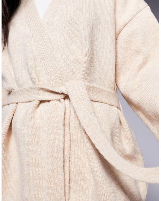 ASOS Natural Wrap Tie Front Knitted Cardigan Co Ord