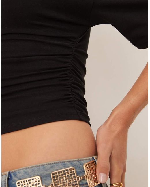 Gina Tricot Black Ruched Top