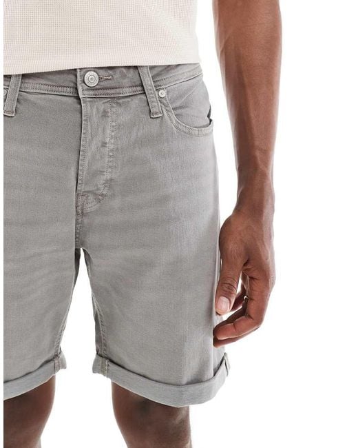 Jack & Jones White Denim Short With Turn Up for men