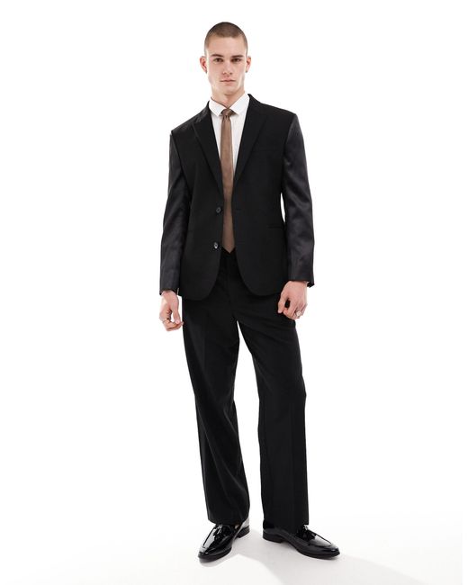 ASOS Black Wide Suit Trouser for men