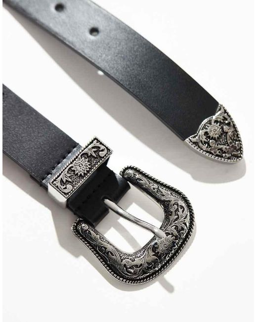 ASOS Blue Faux Leather Western Buckle Belt for men