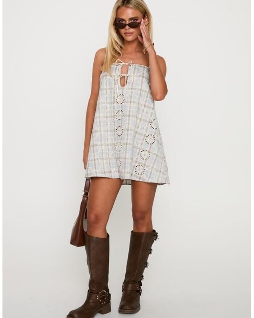 Princess Polly White Belong Together Tie Front Embroidered Shift Mini Dress