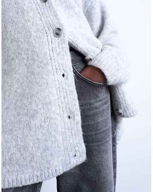 TOPSHOP White Knitted Longline Easy Cardigan