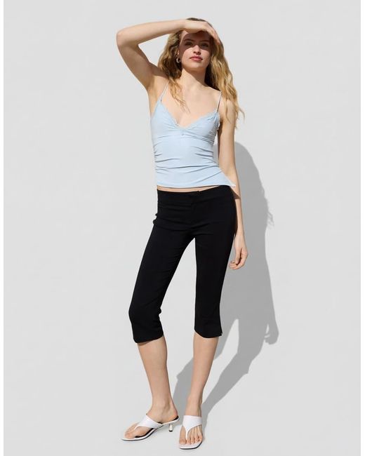 Bershka White Lace Trim Strappy Top