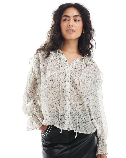 Vero Moda White Ruffle Trim Boho Blouse