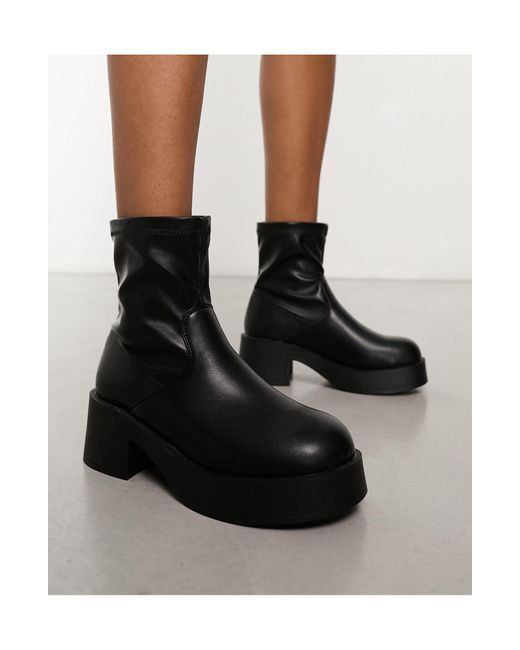 Pimkie Leather Look Heeled Ankle Boots in Black | Lyst Australia