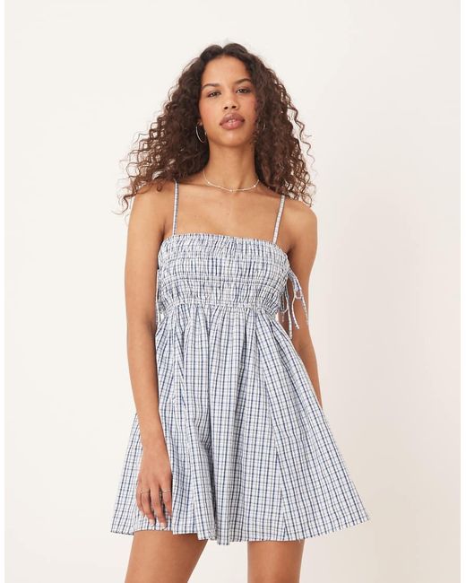 Abercrombie & Fitch Natural Babydoll Smocked Mini Dress