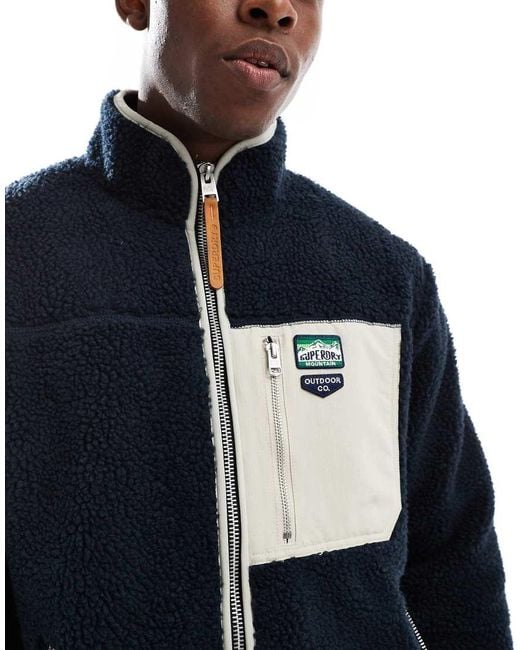 Superdry Blue Vintage Retro Full Zip Fleece for men