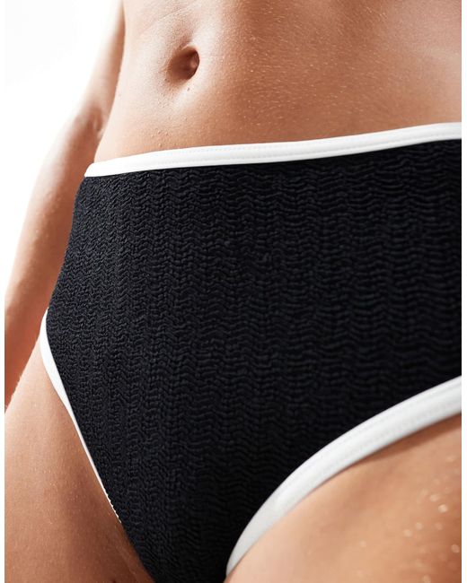 Vero Moda Black Textured Bikini Bottoms With Tipping