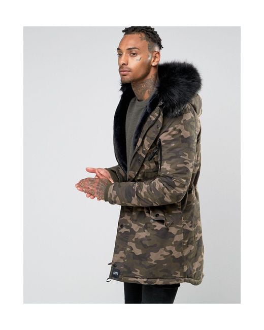 Parka avec capuche en fausse fourrure Sixth June pour homme en coloris Vert  | Lyst