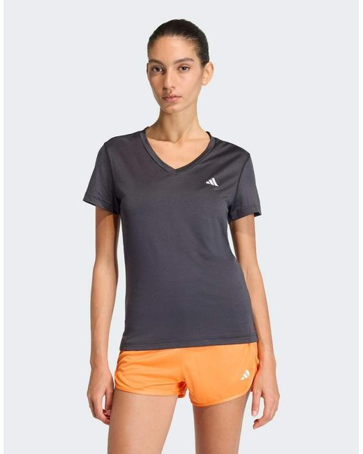 Adidas Originals Gray Workout Essentials V-Neck T-Shirt