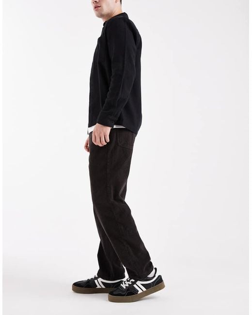 Pantalones Cargo Marrones De Corte Recto De Pana De ASOS de hombre de color Black