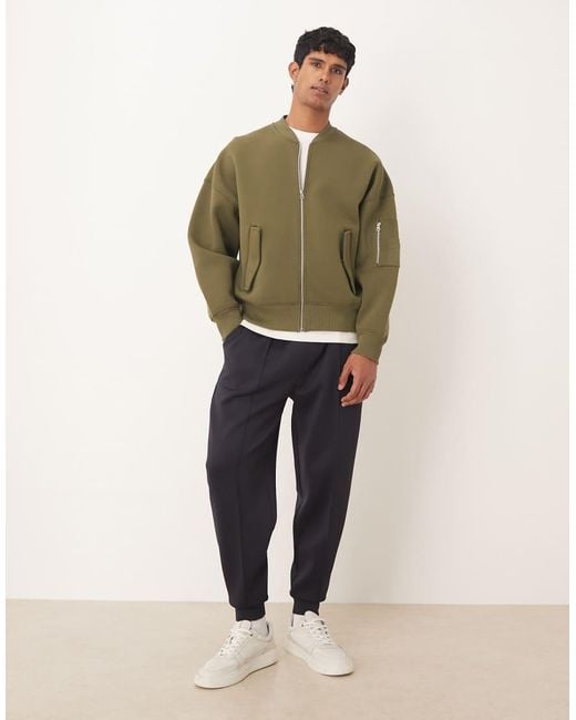 ASOS Green Heavyweight Extreme Oversized Jersey Ma1 Bomber Jacket for men