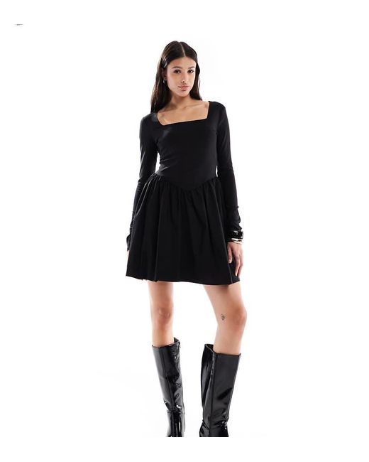 ONLY Black Corset Detail Long Sleeve Mini Dress